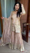 Beige Colour SR 1616 Embroidery Chinon Silk Readymade Sharara Suits Wholesalers In Surat